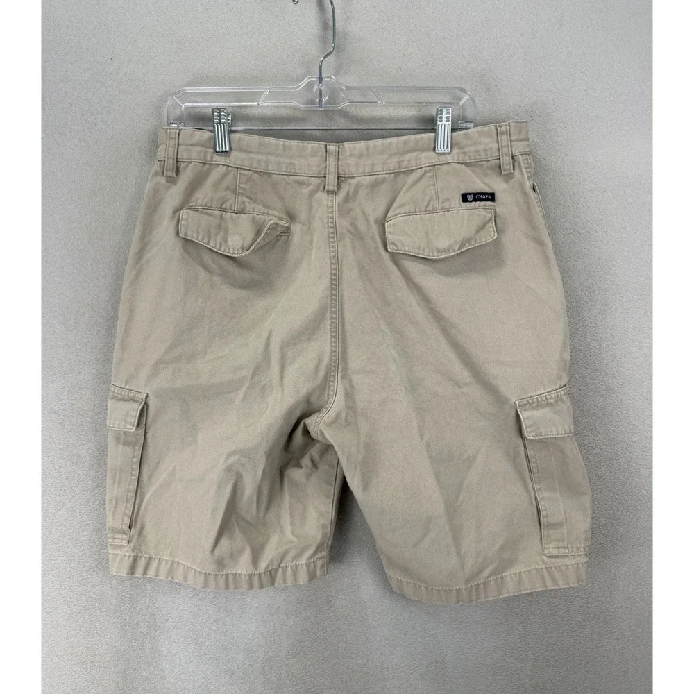 Chaps Mens Cargo Shorts Khaki Beige Size 34 Cotton Twill Outdoor Casual
